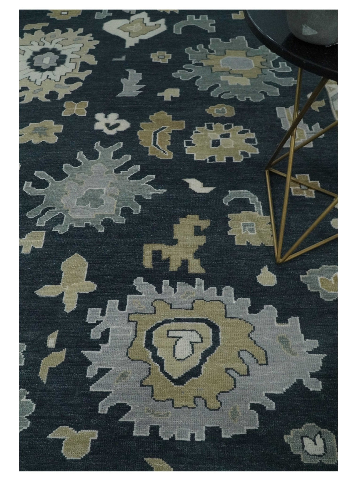 Traditional Hand Knotted Green, Beige, Silver and Ivory Multi Size Oushak Wool Area Rug