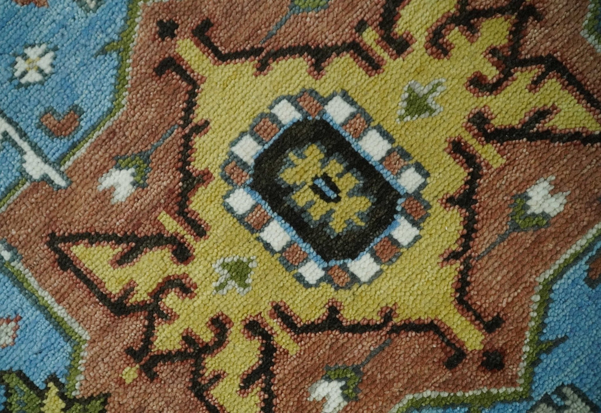 Traditional Heriz Blue, silver, Charcoal and Ivory Hand Knotted wool Area Rug