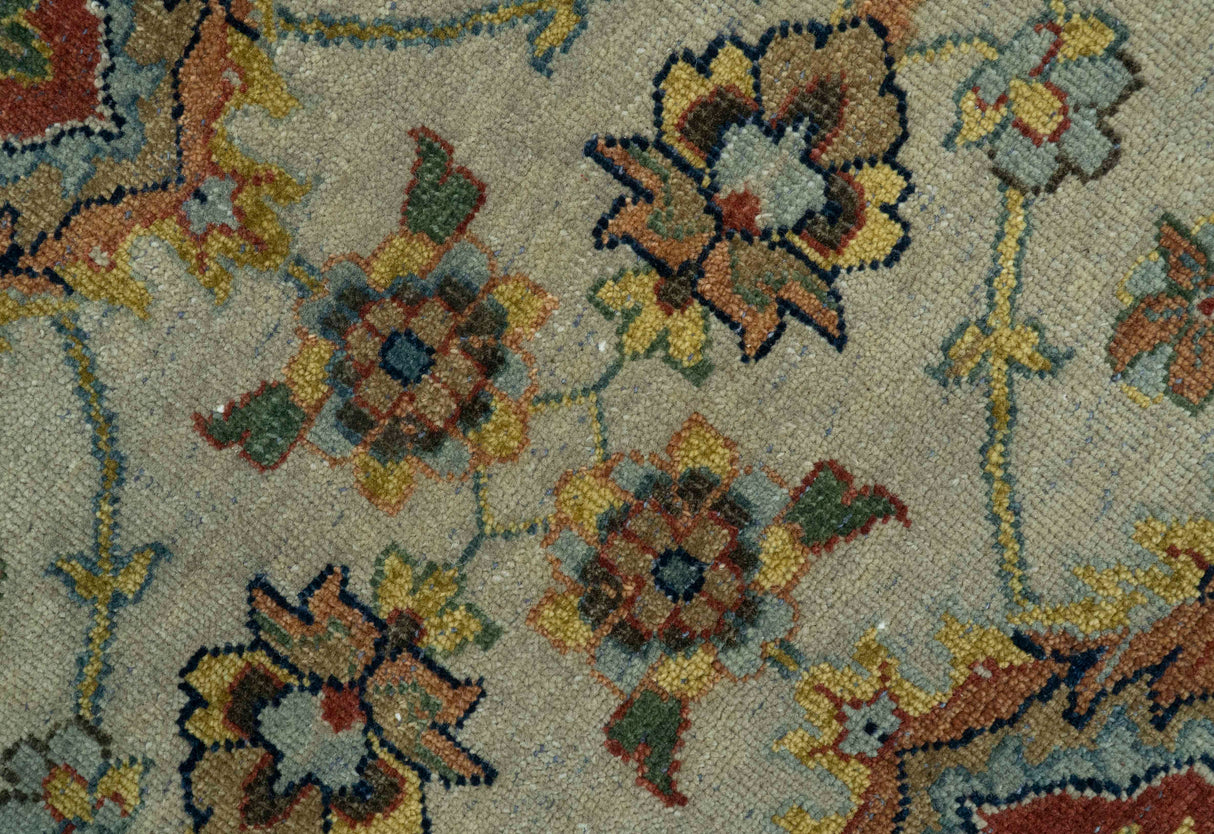 Traditional Heriz Design Beige And Brown 6x9 Hand Knotted Wool Area Rug