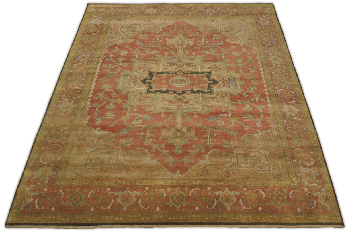 Traditional Heriz Design Rust And Brown Hand Knotted Fine Wool Area Rug
