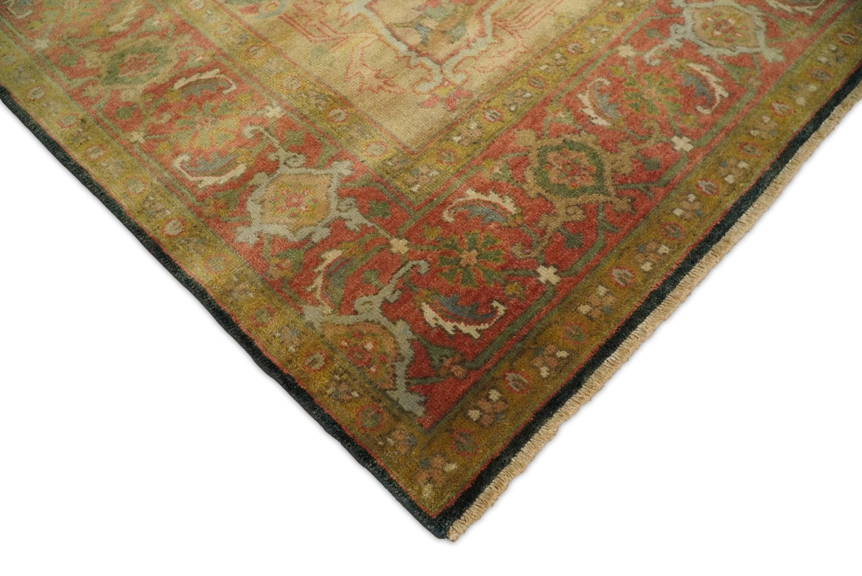 Traditional Heriz Design Rust And Brown Hand Knotted Fine Wool Area Rug