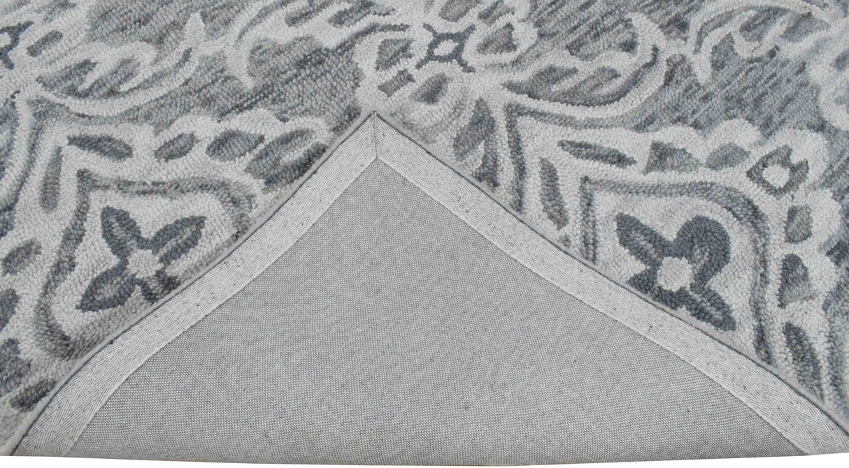 Traditional Ivory And Gray Hand Tufted Wool Area Rug
