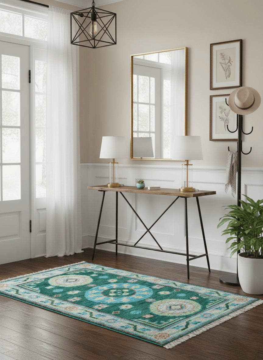 Traditional Khotan Design Teal 3x5 Hand knotted Wool Area Rug