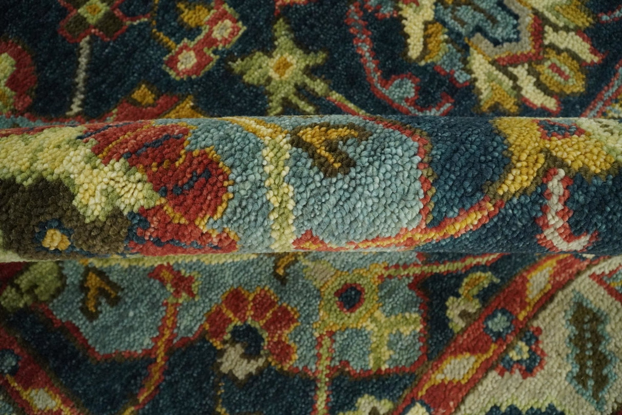 Traditional Large Design Blue, Rust and Gold Hand Knotted Multi Size wool Area Rug