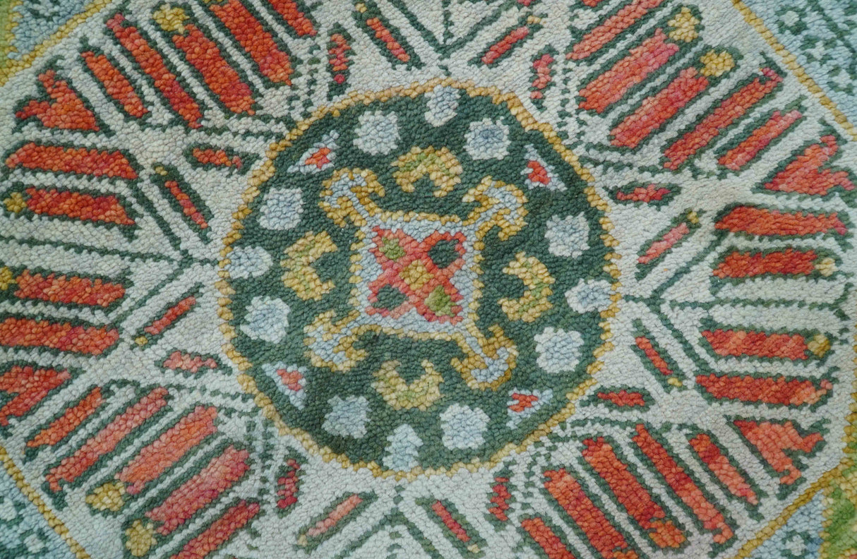 Traditional Mamluk Design Orange Hand knotted 8x10 Wool Rug