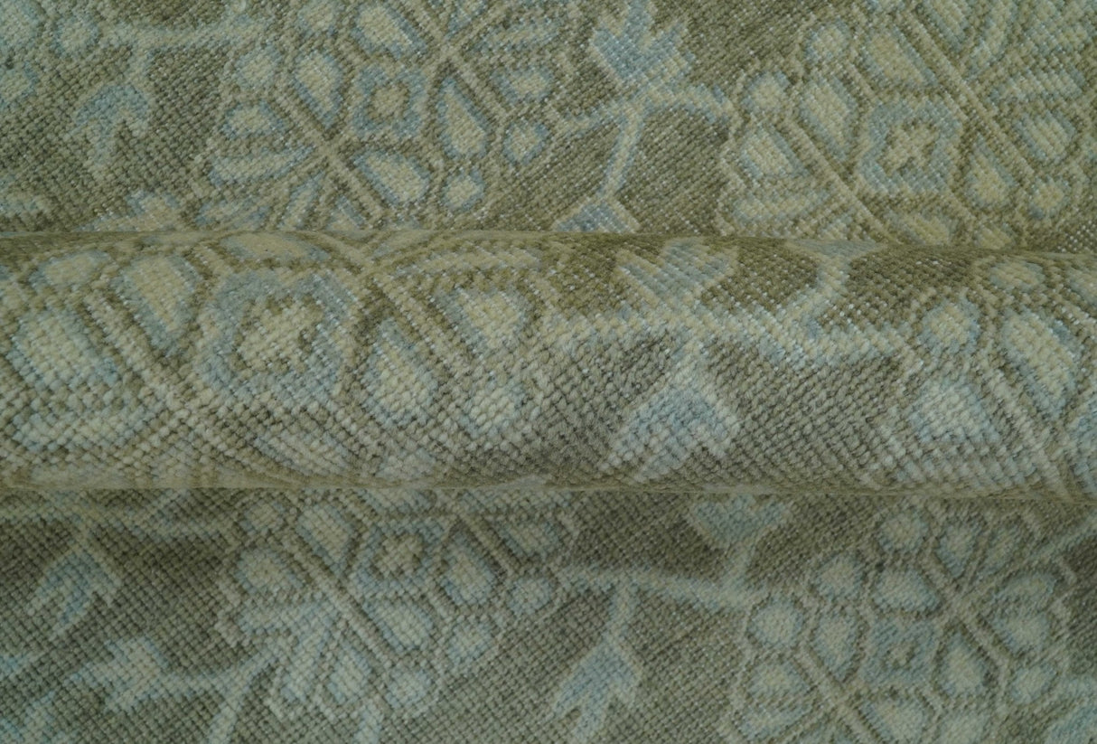 Traditional Oriental Design Brown, Blue And Beige Hand Knotted 6x8 Wool Area Rug