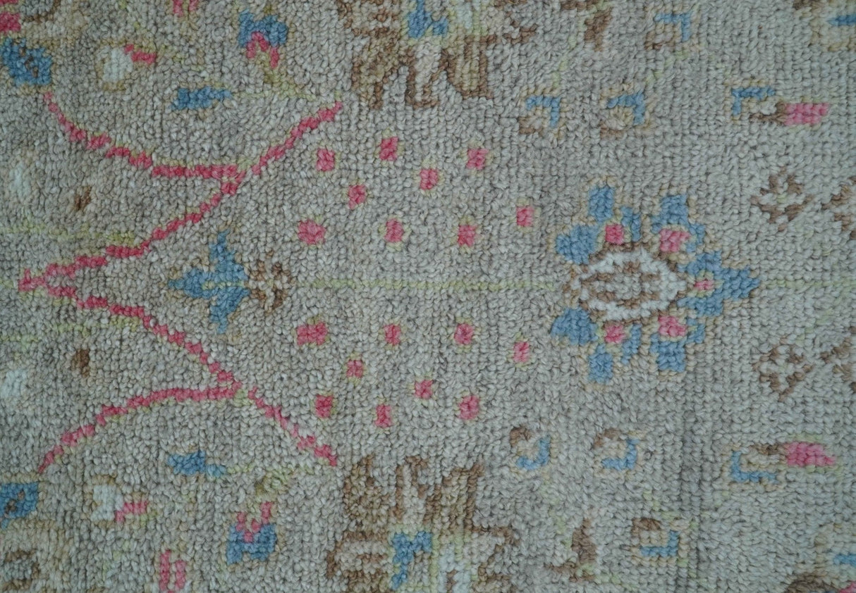 Traditional Oushak Design Beige And Blue 4x6 Hand knotted Wool Area Rug