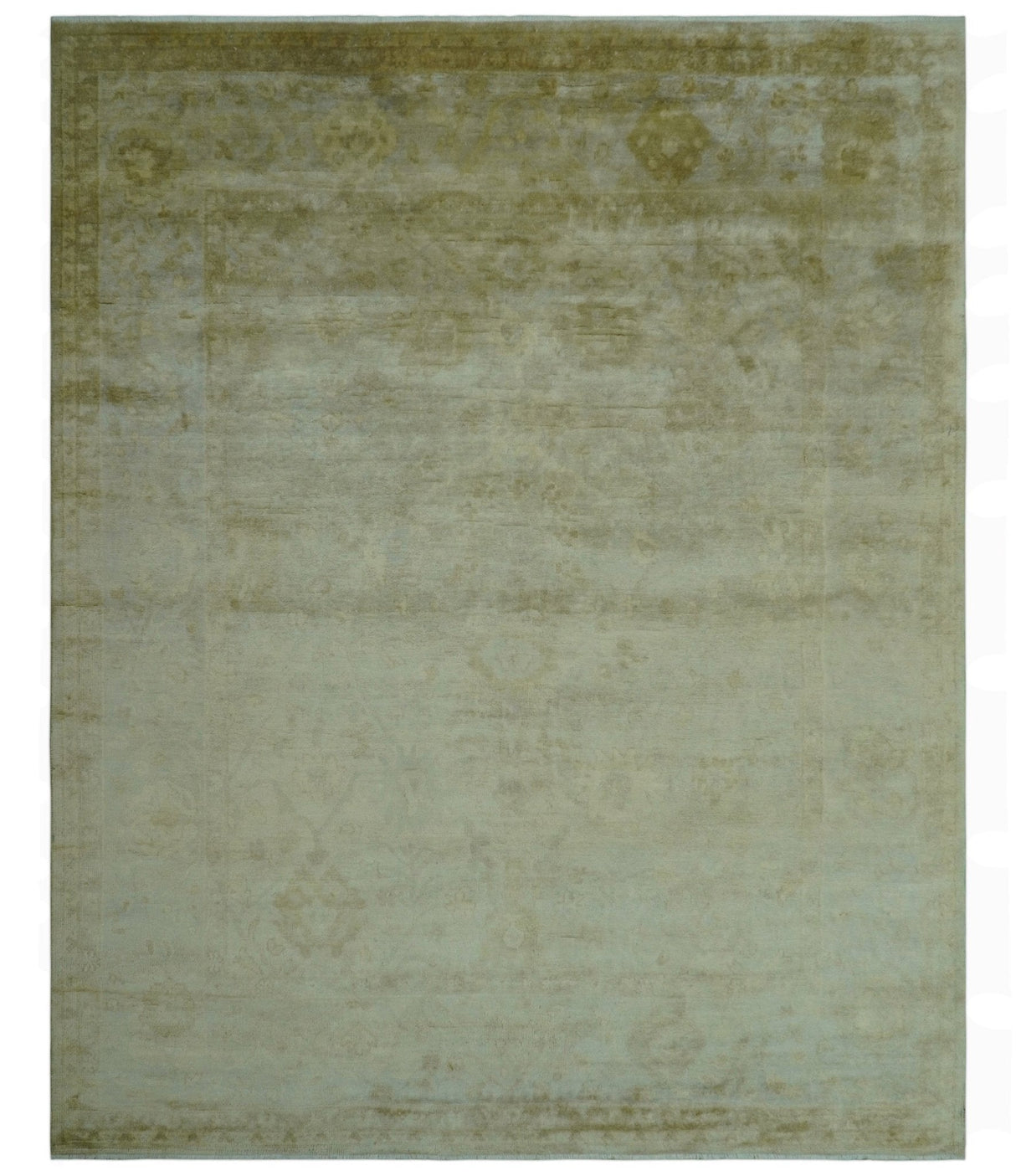 Traditional Oushak Design Beige And Silver Hand Knotted 8x10 Wool Area Rug