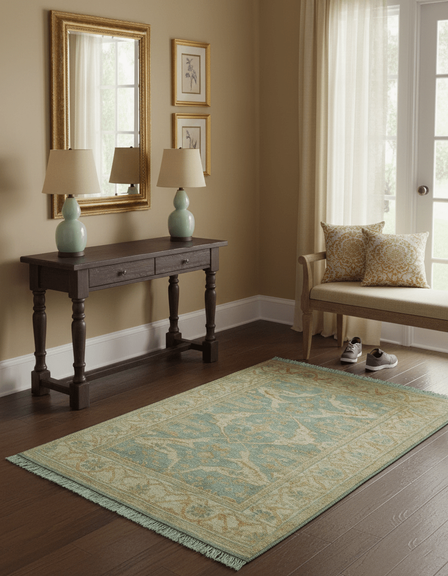 Traditional Oushak Design Blue And Beige 4x6 Hand Knotted Wool Area Rug