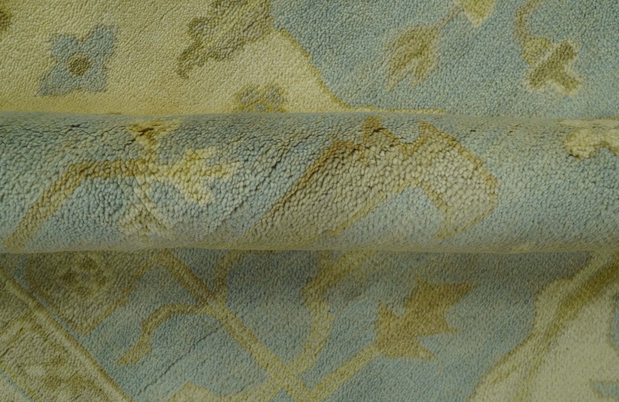 Traditional Oushak Design Blue And Beige hand Knotted 8x8 Wool Area Rug