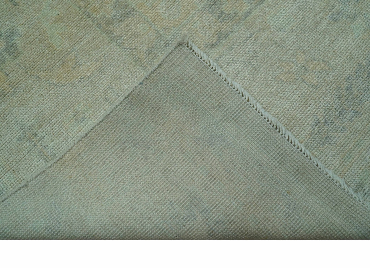 Traditional Oushak Design Blue And Beige Hand Knotted 9x12 Wool Area Rug
