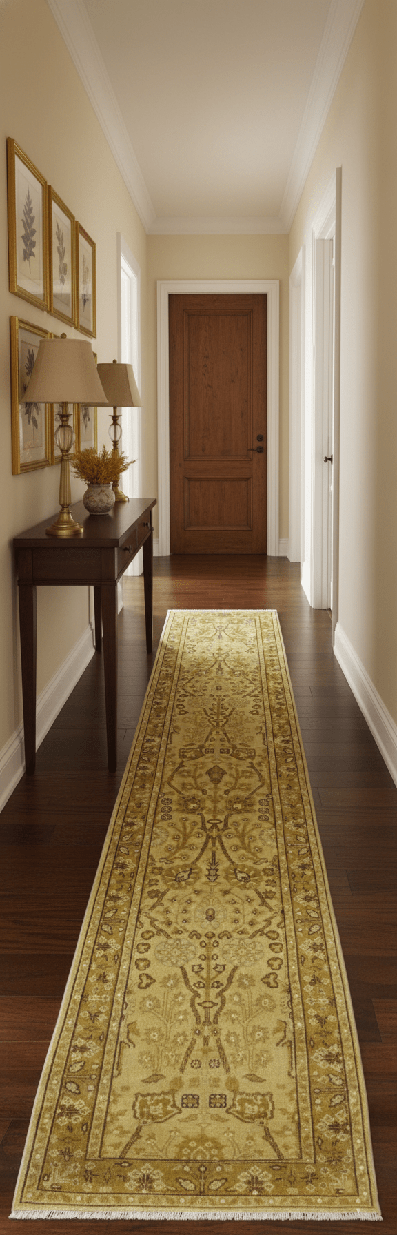Traditional Oushak Design Gold And Brown 3x12 Hand Knotted Wool Area Rug