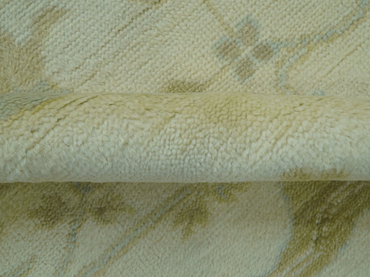 Traditional Oushak Design Ivory And Brown Hand Knotted 8x10 Wool Area Rug