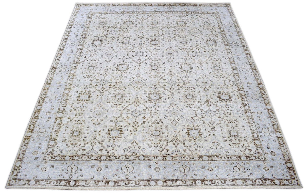 Traditional Persian Design Ivory Hand knotted Wool 8x10 Area Rug