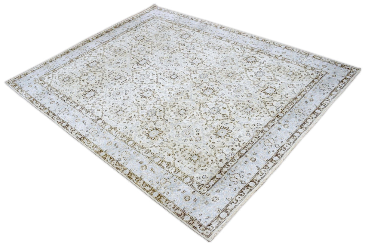 Traditional Persian Design Ivory Hand knotted Wool 8x10 Area Rug