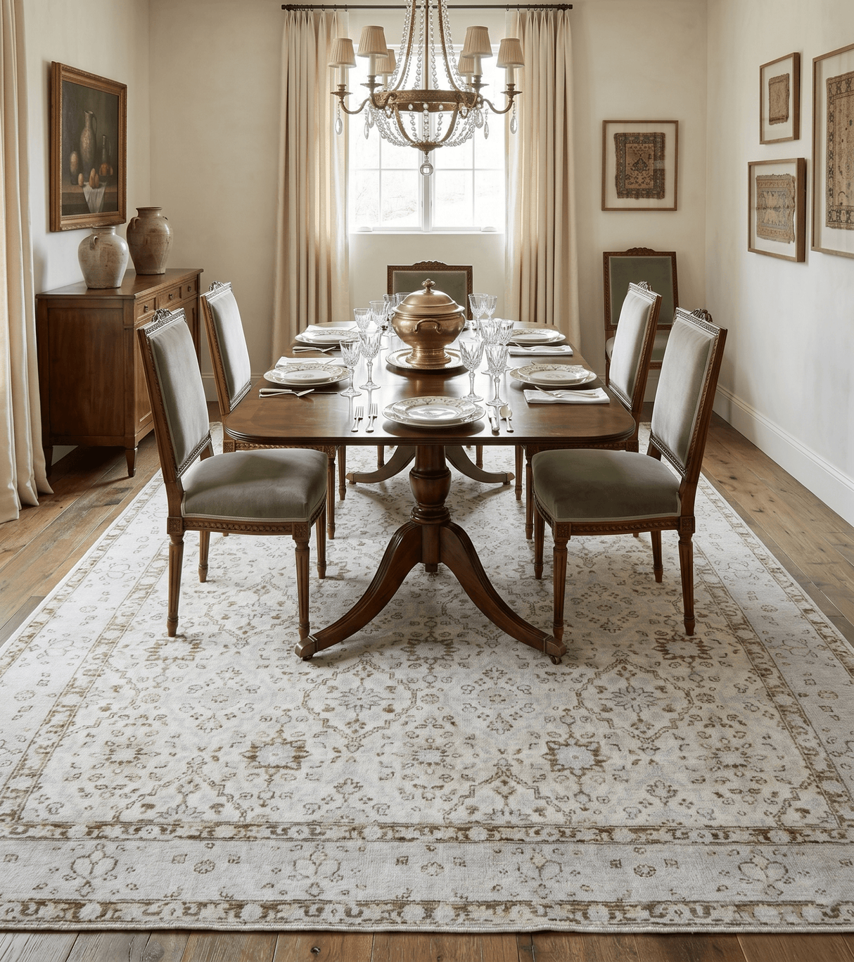 Traditional Persian Design Ivory Hand knotted Wool 8x10 Area Rug
