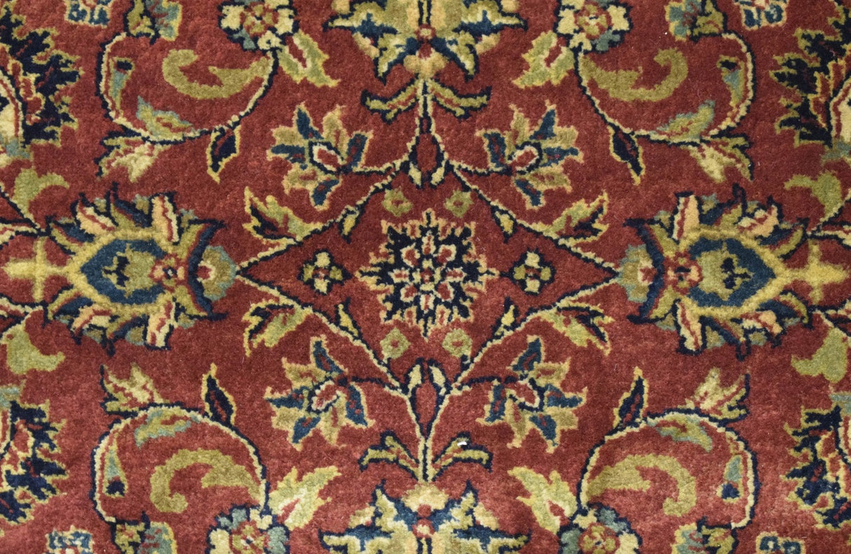 Traditional Persian Design Maroon Hand Knotted Wool 3x12 Area Rug