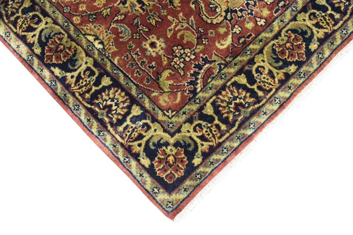 Traditional Persian Design Maroon Hand Knotted Wool 3x12 Area Rug
