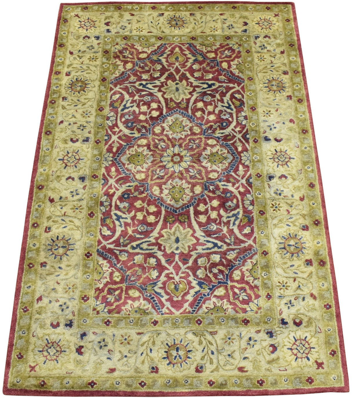 Traditional Red and Camel Hand Tufted 5x8 Wool Area Rug
