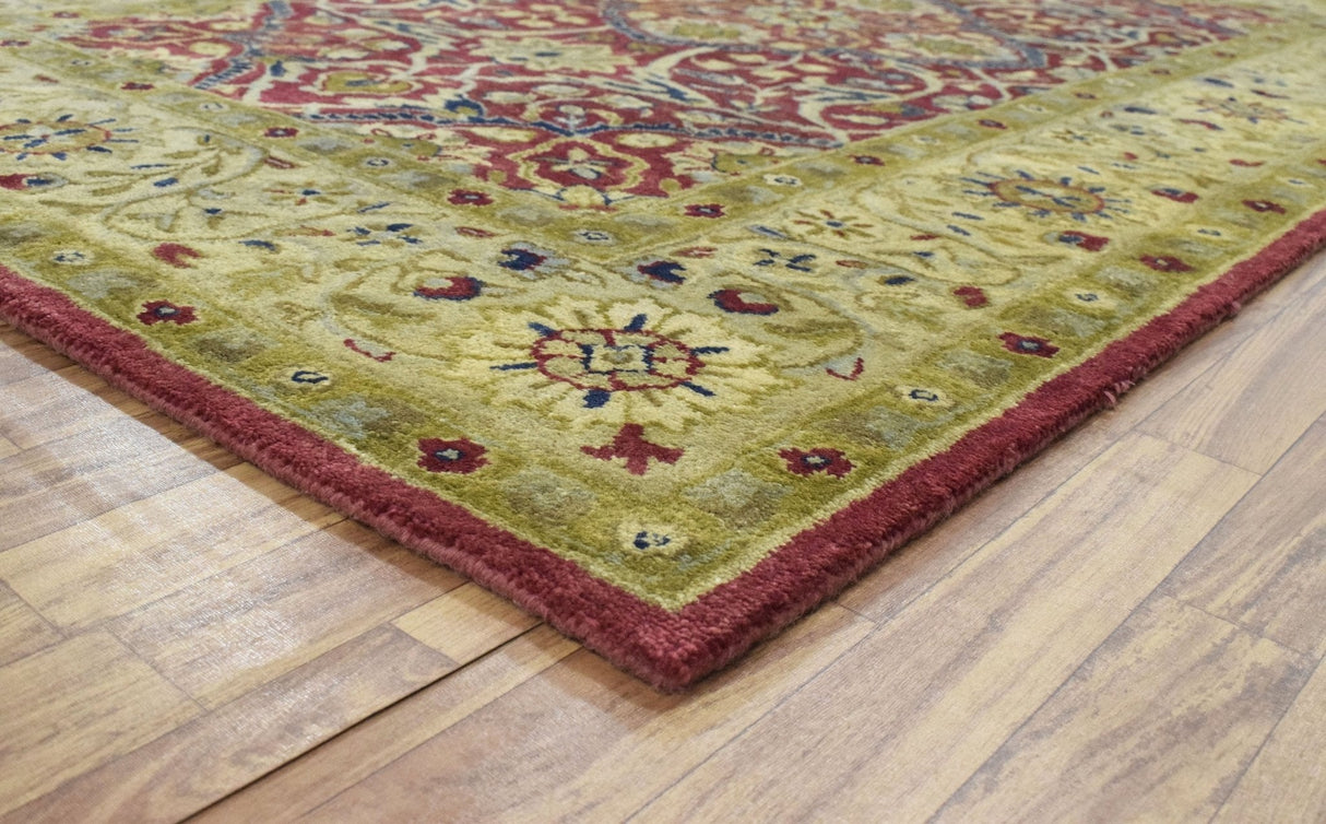 Traditional Red and Camel Hand Tufted 5x8 Wool Area Rug