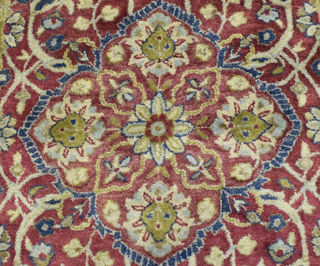 Traditional Red and Camel Hand Tufted 5x8 Wool Area Rug
