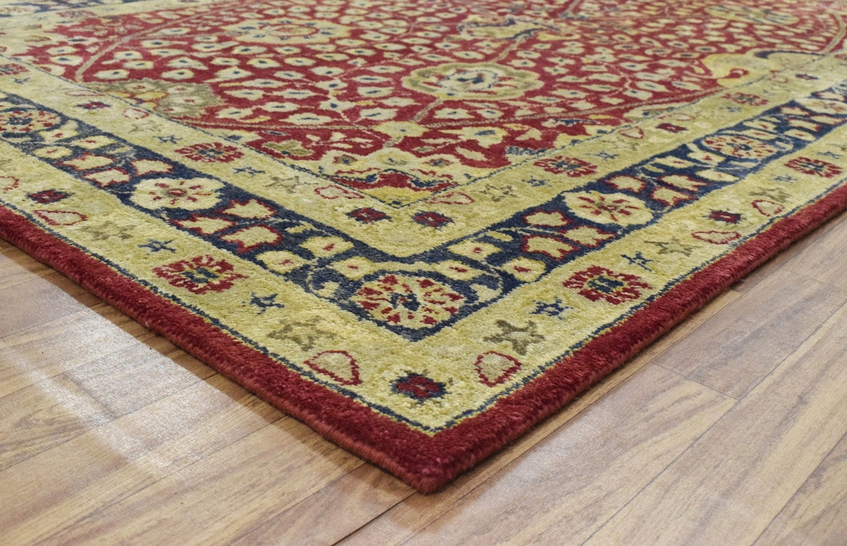 Traditional Red and Gold Hand Tufted 5x8 Wool Area Rug