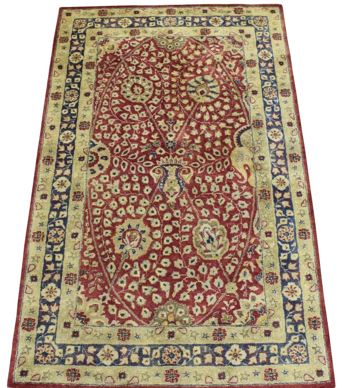Traditional Red and Gold Hand Tufted 5x8 Wool Area Rug
