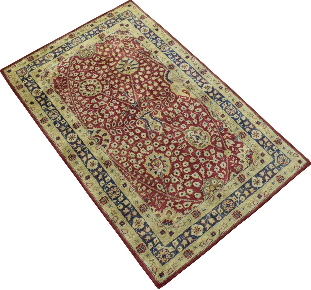 Traditional Red and Gold Hand Tufted 5x8 Wool Area Rug