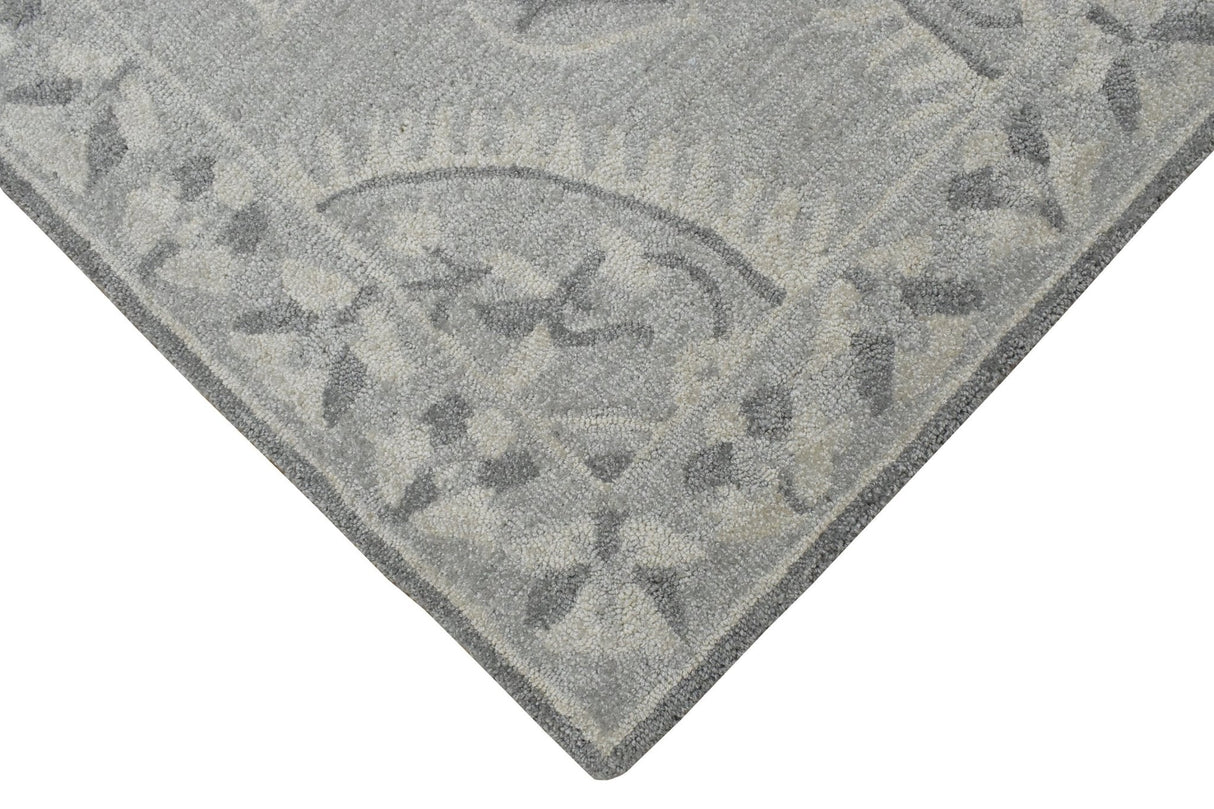 Traditional Silver and Gray Hand Tufted 5x8 Wool Area Rug