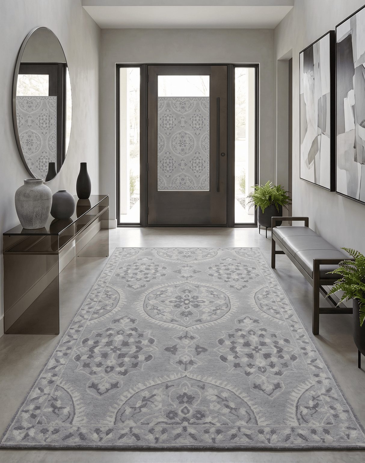 Traditional Silver and Gray Hand Tufted 5x8 Wool Area Rug