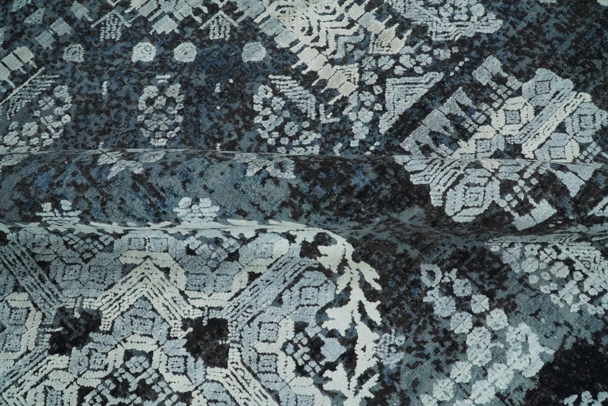 Traditional Style Blue Hand Knotted Wool 8x10 Area Rug