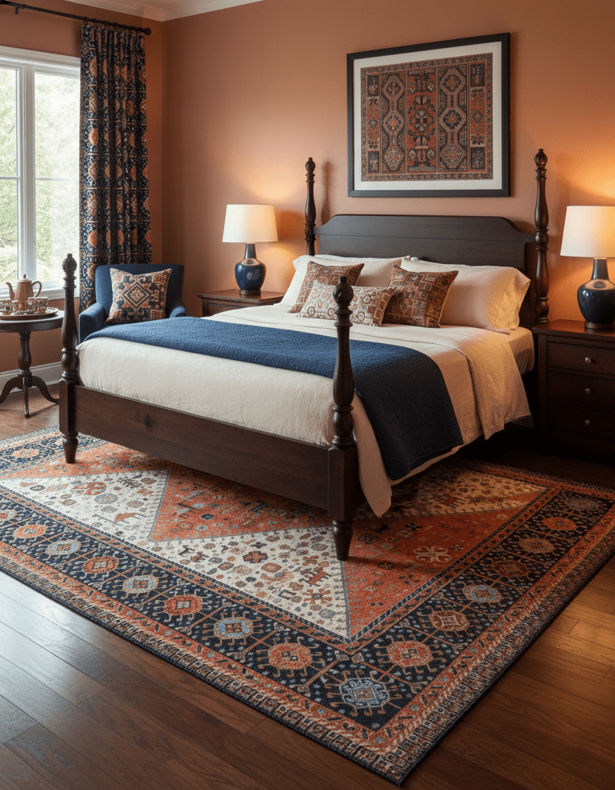 Traditional Tribal Rust And Ivory 8x11 Hand Knotted wool Area Rug