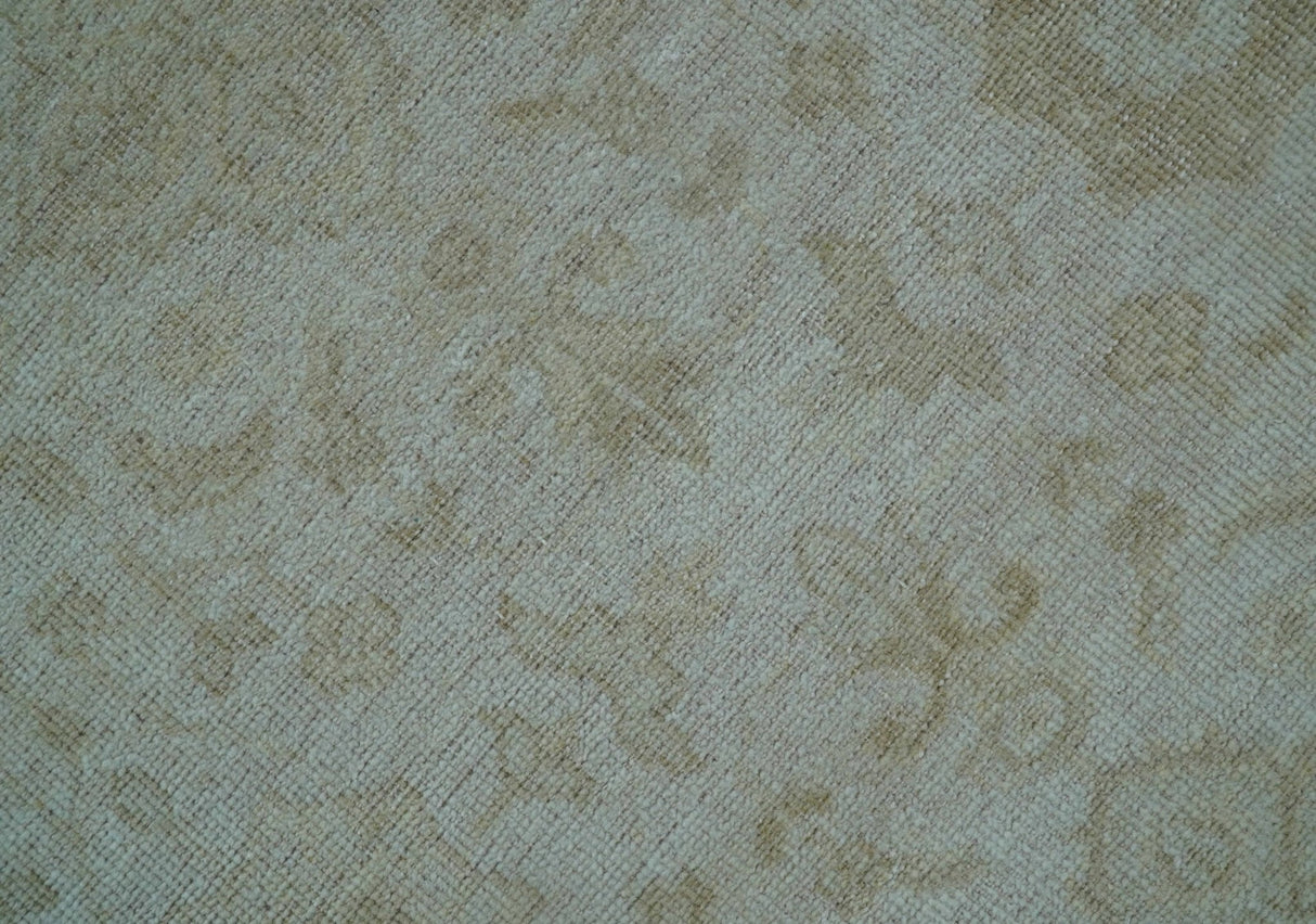 Traditional Turkish Design Beige Hand Knotted 9x12 Wool Area Rug