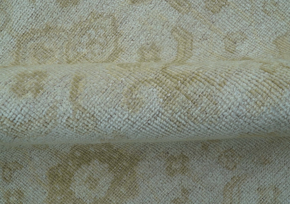 Traditional Turkish Design Beige Hand Knotted 9x12 Wool Area Rug