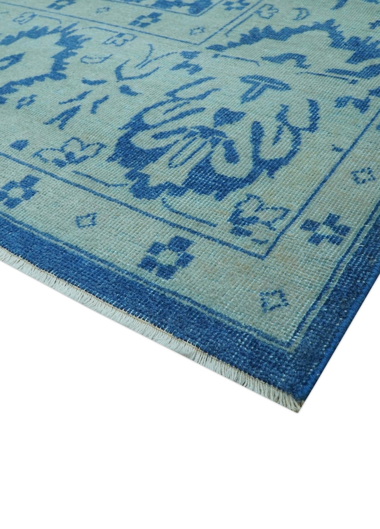 Traditional Turkish Design Blue 10x14 Hand Knotted Wool Area Rug