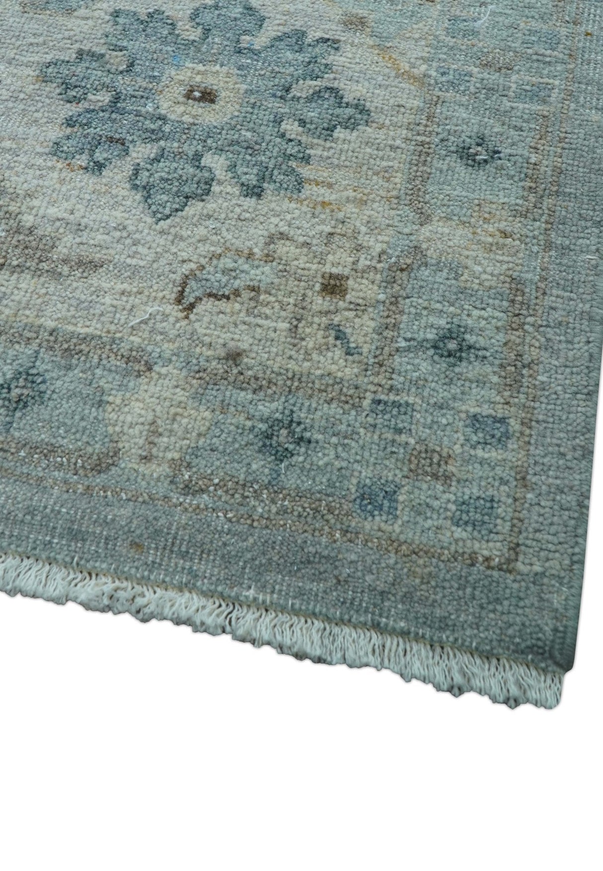 Traditional Turkish Design Blue And Beige 10x14 Hand Knotted Wool Area Rug
