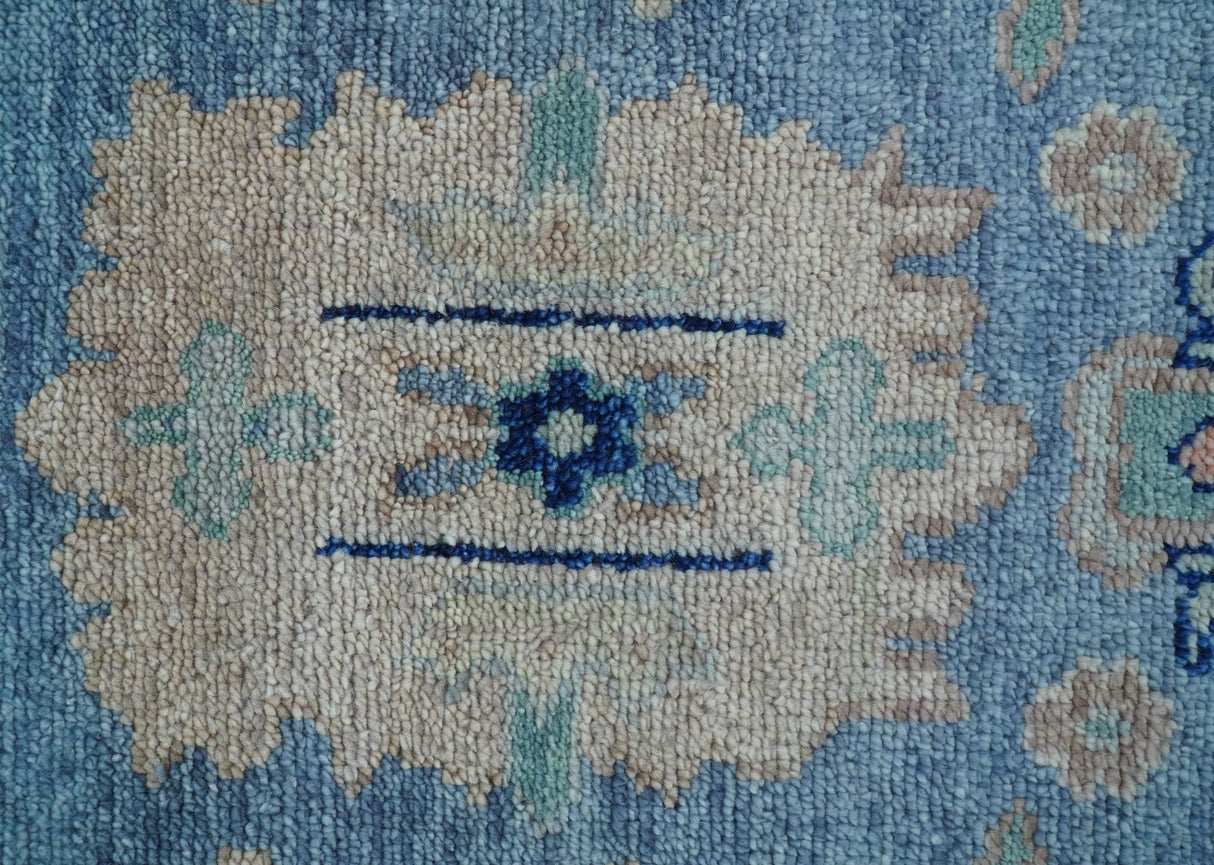 Traditional Turkish Design Blue And Beige 8x10 Hand knotted Wool Area Rug
