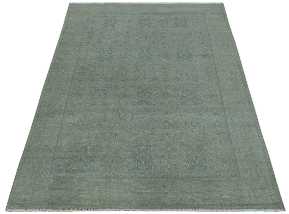 Traditional Turkish Design Silver And Gray 6x8.7 Hand Knotted Wool Rug