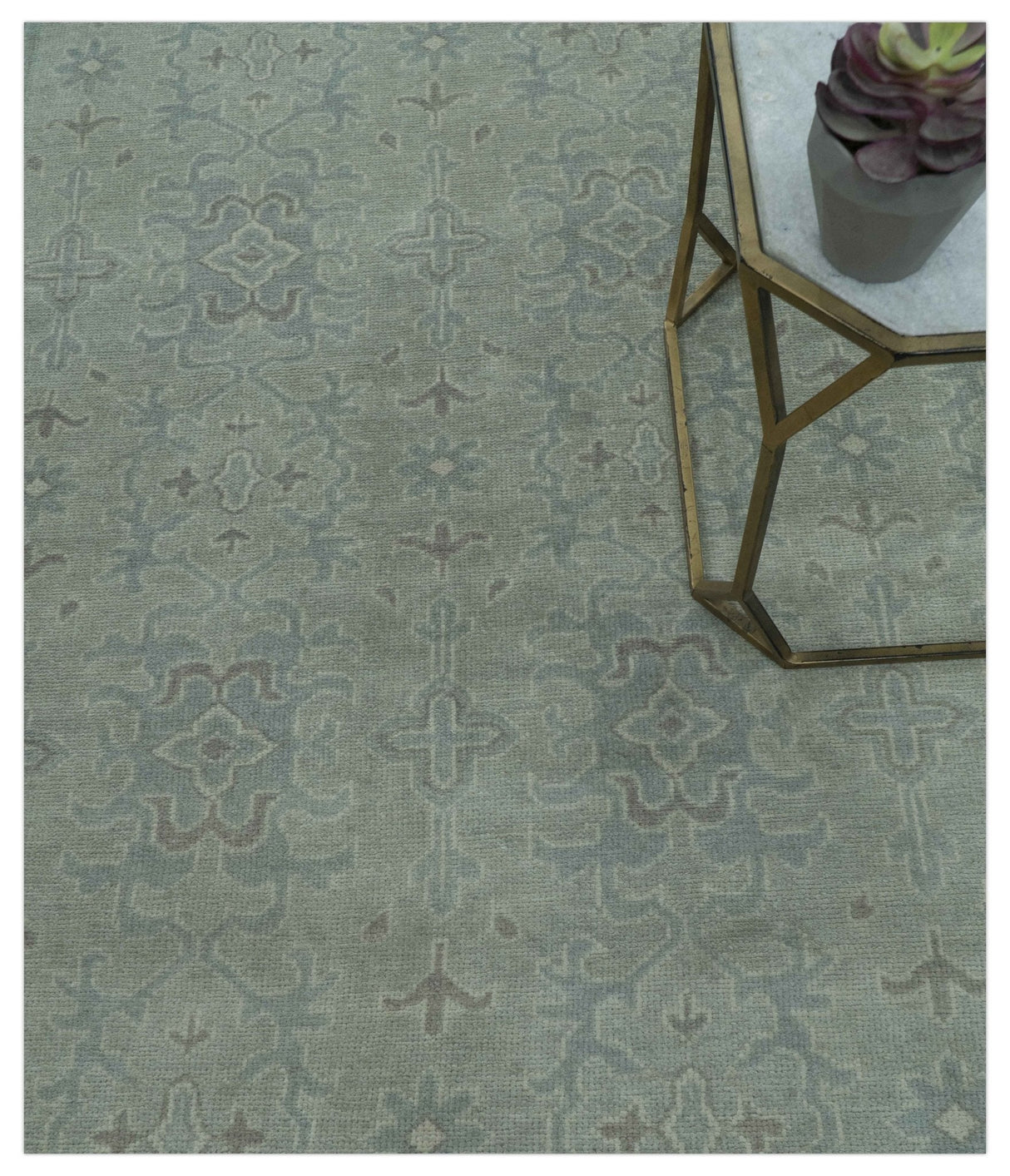 Traditional Turkish Design Silver And Gray 6x8.7 Hand Knotted Wool Rug