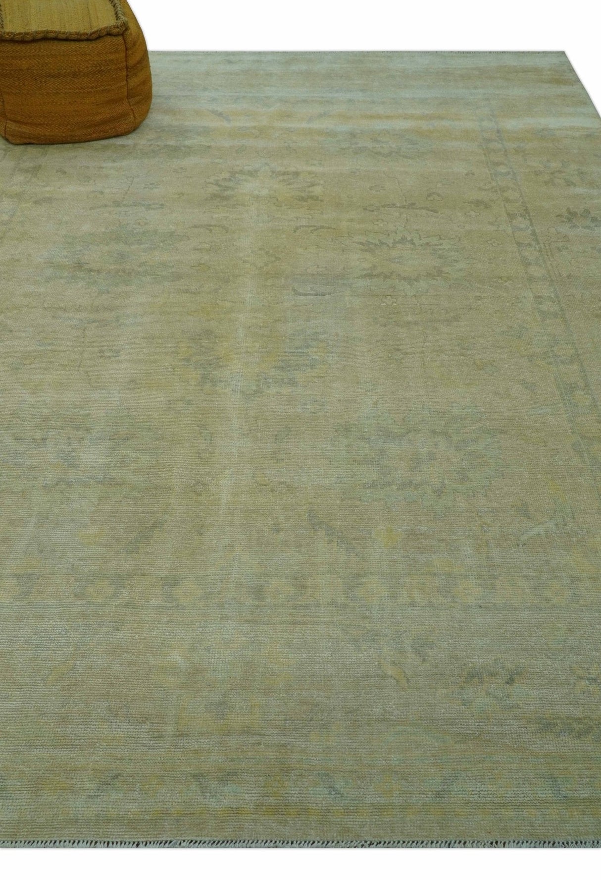Traditional Turkish (Oushak) Design Gold And Gray Hand Knotted 8x10 Wool Area Rug