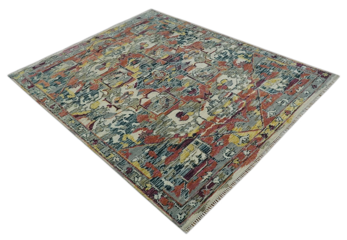 Transitional Ivory, Rust, Yellow Custom Made Turkish Design wool Area Rug