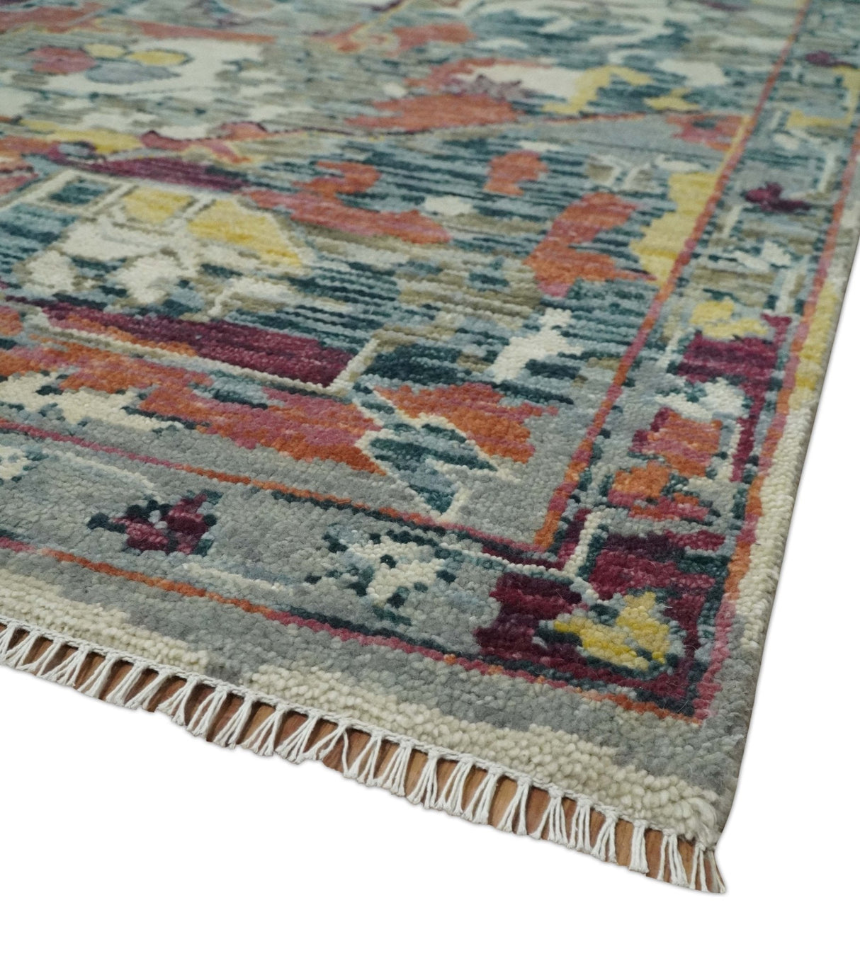 Transitional Ivory, Rust, Yellow Custom Made Turkish Design wool Area Rug