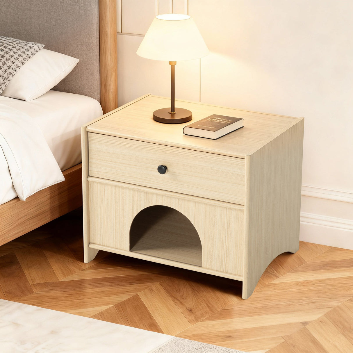 Travis Modern Natural 22-inch Side Table with Pet-Friendly Nook-边桌-Parc Decor