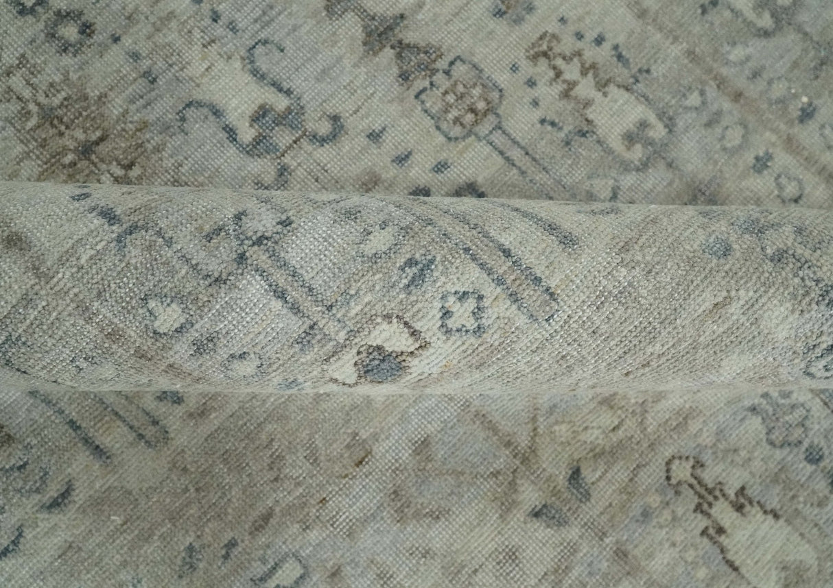 Tree of life Antique Distressed Finished Gray and Silver Low Pile Multi Size wool Area Rug
