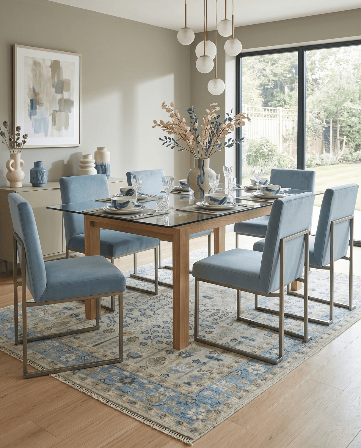 Tree of life Beige and Blue Traditional Hand Knotted Multi Size Wool Area Rug