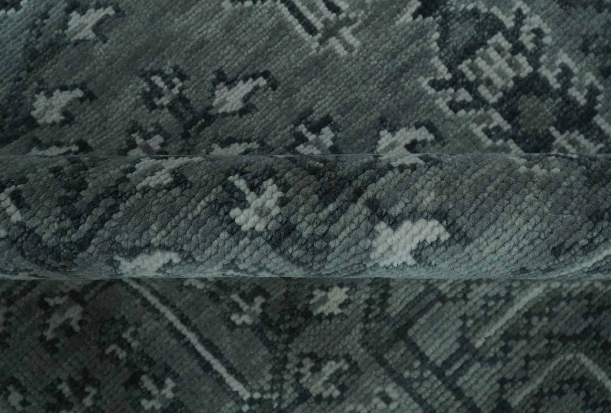 Tree of life Gray, Charcoal and Ivory Hand knotted Traditional Floral Multi Size wool Area Rug
