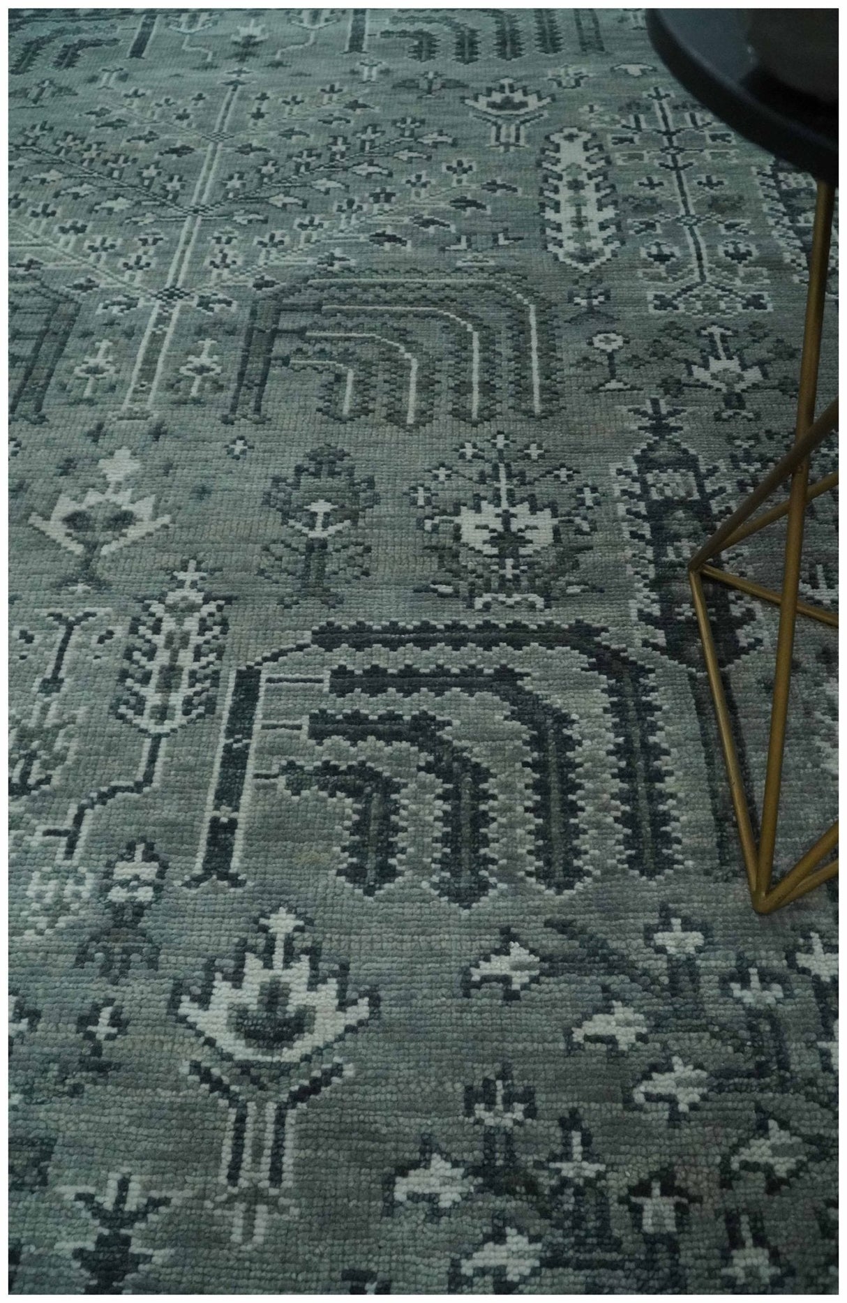 Tree of life Gray, Charcoal and Ivory Hand knotted Traditional Floral Multi Size wool Area Rug