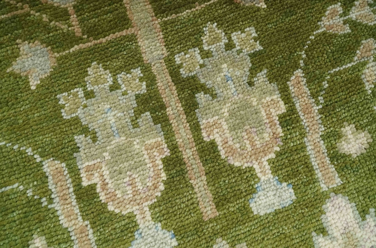 Alfombra de lana anudada a mano, tradicional y personalizada, con diseño Árbol de la vida verde y plata