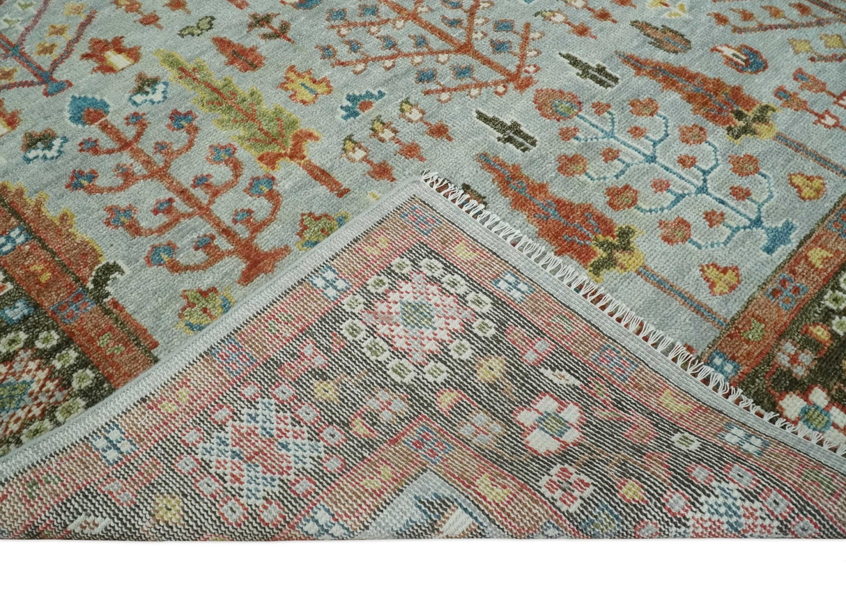 Tree of Life Hand Knotted Silver, Brown and Rust Traditional Wool Rug