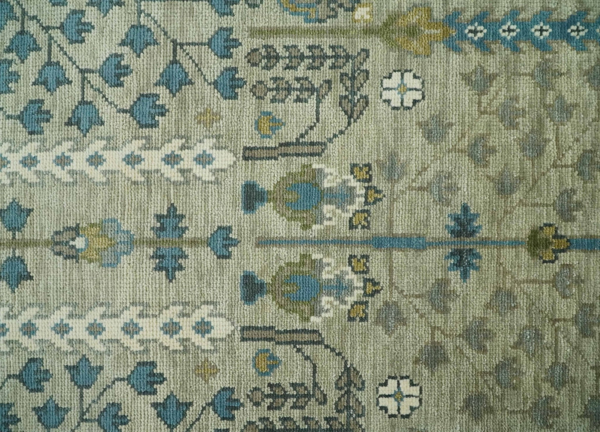 Tree of life Hand Knotted Traditional Beige and Blue Vintage Style Custom Made Wool Area Rug